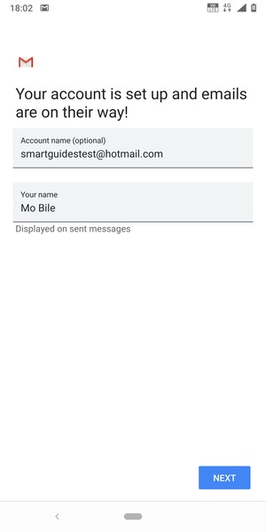 Give your account a name and enter your name. Select NEXT