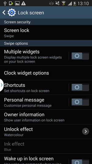 Select Screen lock