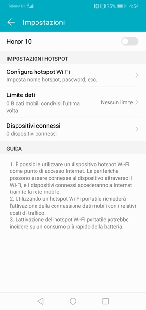 Seleziona Configura hotspot Wi-Fi