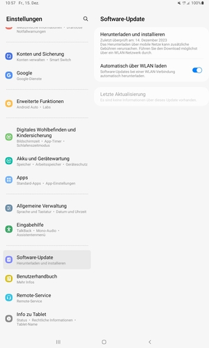 Scrollen Sie und wählen Sie Software-Update