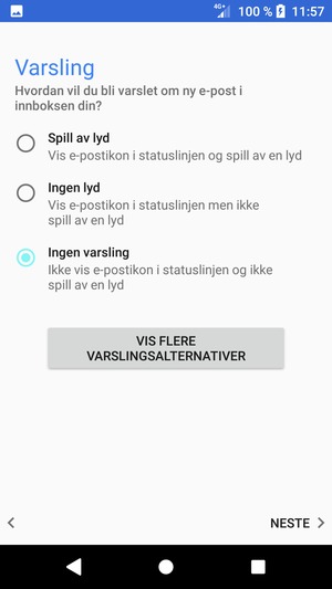 Velg ønsket alternativ og velg NESTE