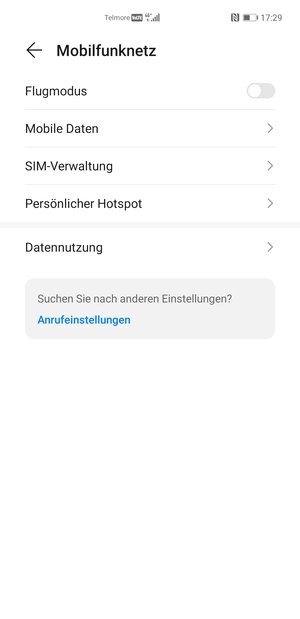 Wählen Sie Mobile Daten