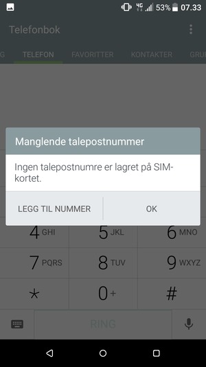 Hvis personsvar ikke er innstilt, velg LEGG TIL NUMMER