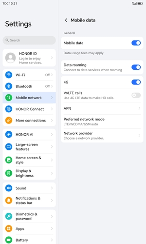 Turn Data roaming on or off
