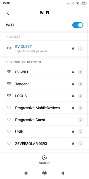 Du er nå koblet til Wi-Fi-nettverket
