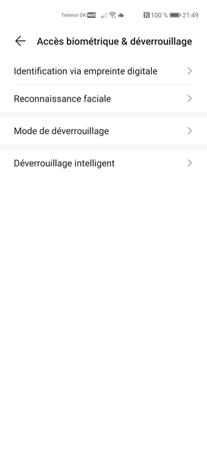 Sélectionnez Mode de déverrouillage