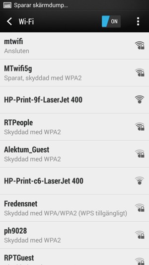 Du är nu ansluten till Wi-Fi nätverket