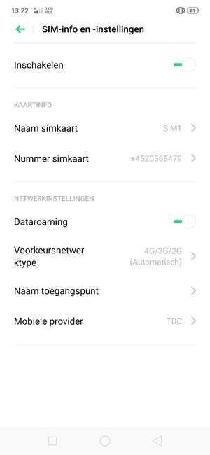 Schakel Dataroaming in of uit