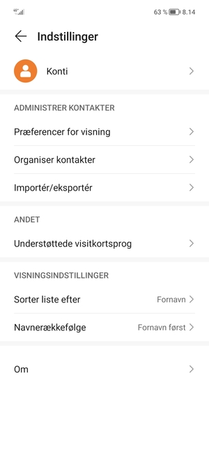 Vælg Importér/eksportér
