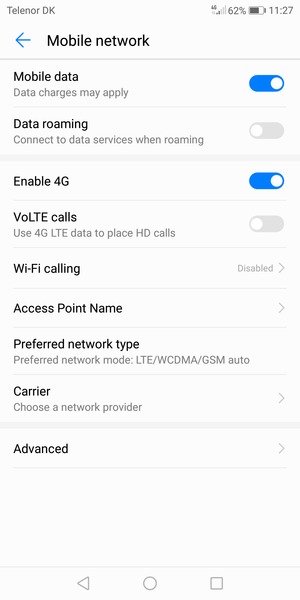 To change network if network problems occur,  select Carrier