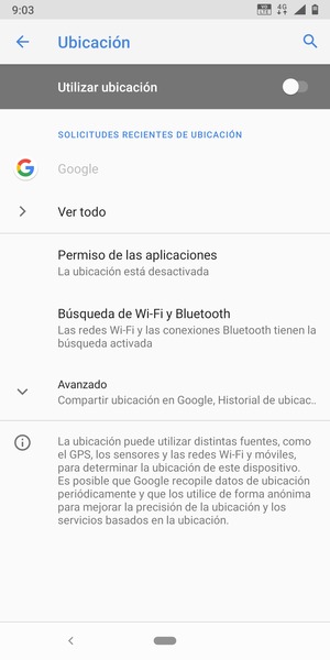 Desactive Utilizar ubicación