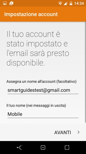 Scegli un nome per il tuo account e inserisci il tuo nome. Seleziona AVANTI
