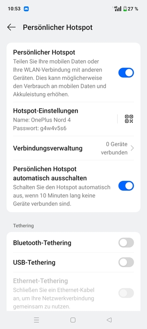 Ihr Handy ist jetzt für die Verwendung als Modem eingerichtet