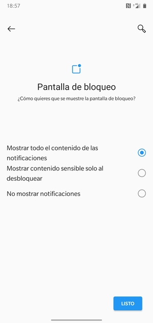 Seleccione la opción deseada y seleccione LISTO