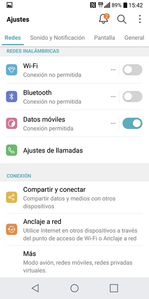 Seleccione Redes y Más