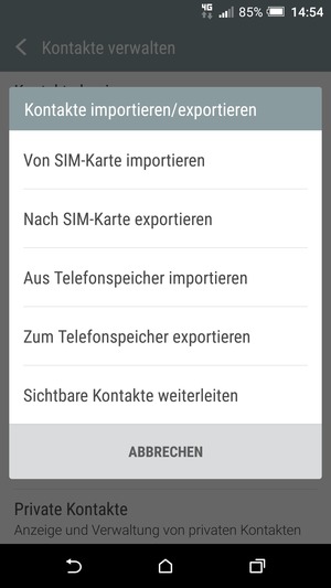 Wählen Sie Von SIM-Karte importieren