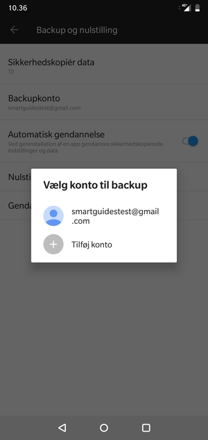Vælg din sikkerhedskopi-konto