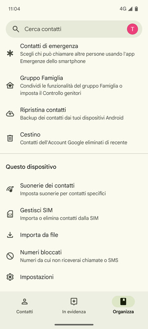 Scorri e seleziona Gestisci SIM