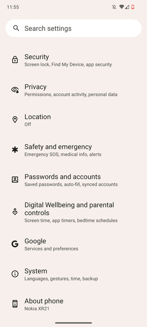 Scroll to and select System