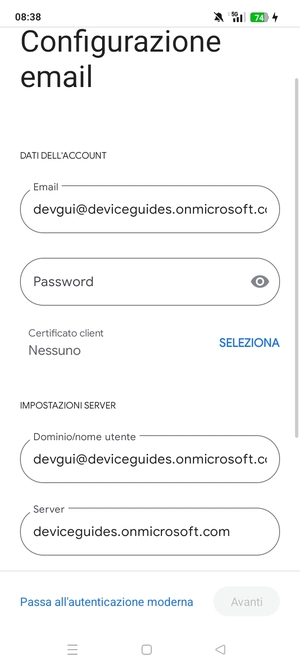 Inserisci la tua password