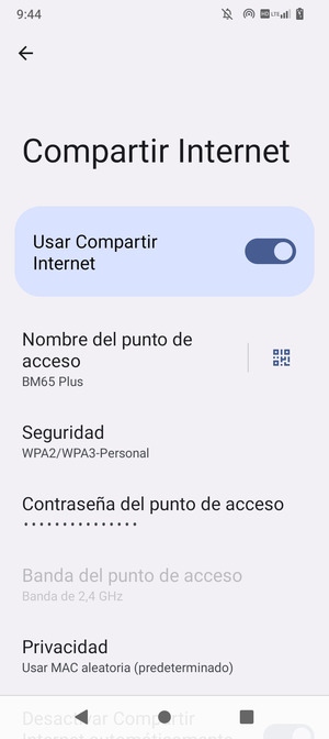 El teléfono ha sido configurado para su uso como módem