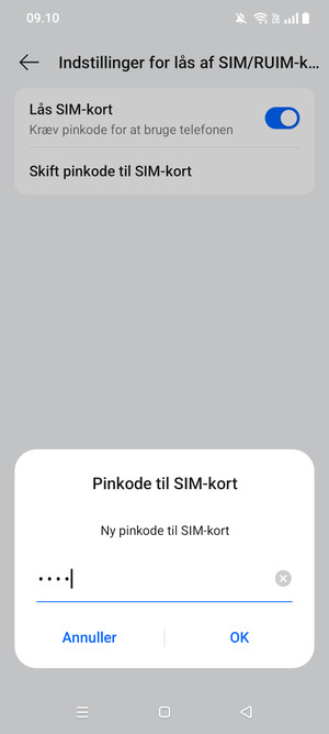 Indtast din Nye pinkode til SIM-kort og vælg OK