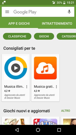 Seleziona la barra di ricerca