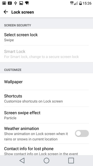 Select Select screen lock