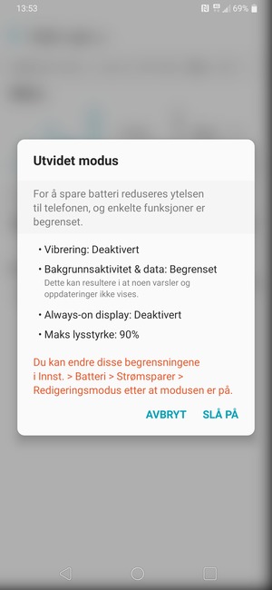 Velg SLÅ PÅ