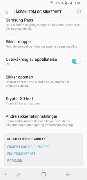 Bla til og velg Andre sikkerhetsinnstillinger