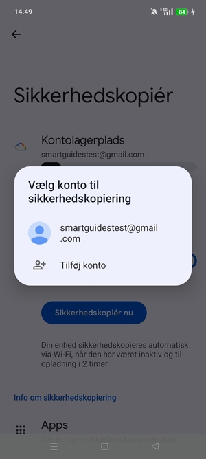 Vælg din sikkerhedskopi-konto