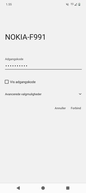 Indtast Wi-Fi adgangskoden og vælg Forbind
