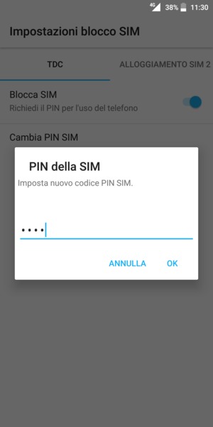 Inserisci Nuovo PIN della SIM e seleziona OK