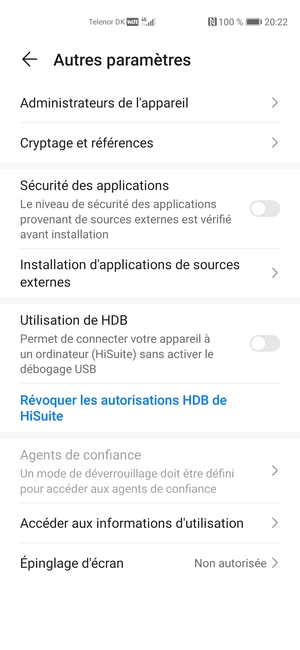 Sélectionnez Cryptage et références