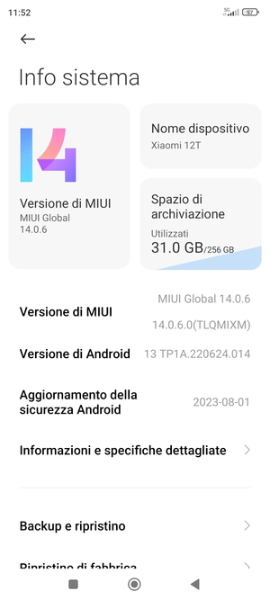Scorri e seleziona Backup e ripristino