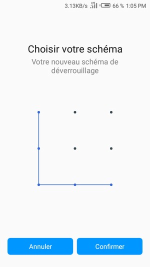 Dessinez de nouveau le schéma de déverrouillage et sélectionnez Confirmer