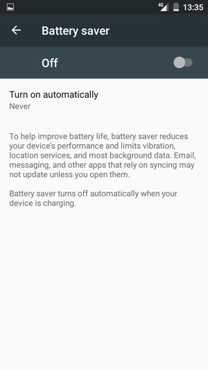 Turn on Battery saver