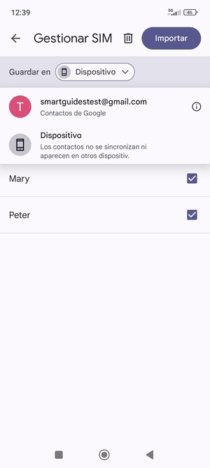 Seleccione su cuenta Google