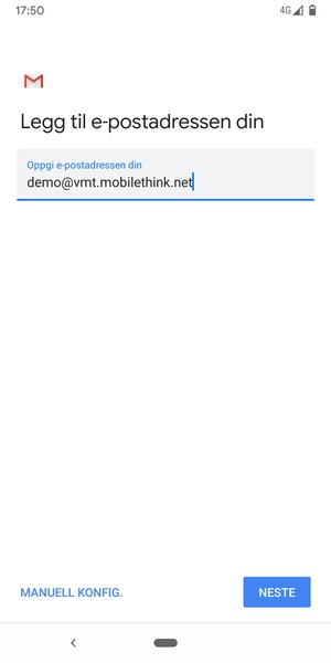 Skriv inn e-postadresse og velg NESTE