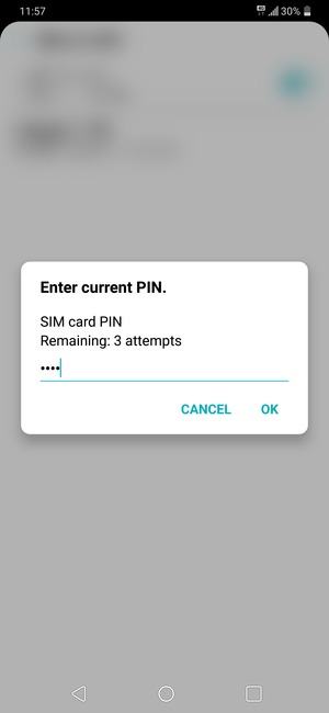 Enter your Current SIM card PIN and select OK