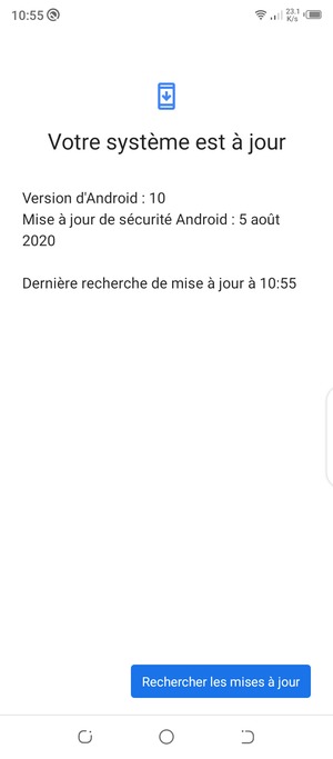 Si votre téléphone est à jour, vous verrez l'écran suivant
