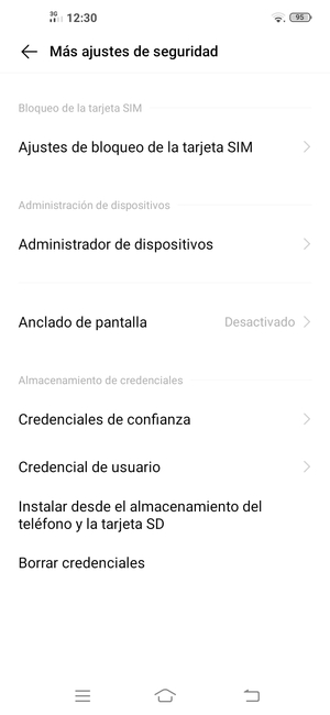 Seleccione Ajustes de bloqueo de la tarjeta SIM