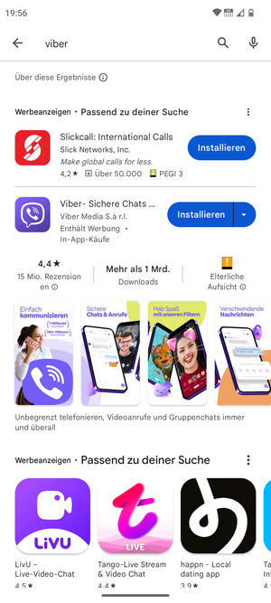 Wählen Sie die App