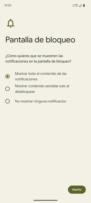 Seleccione la opción deseada y seleccione Hecho
