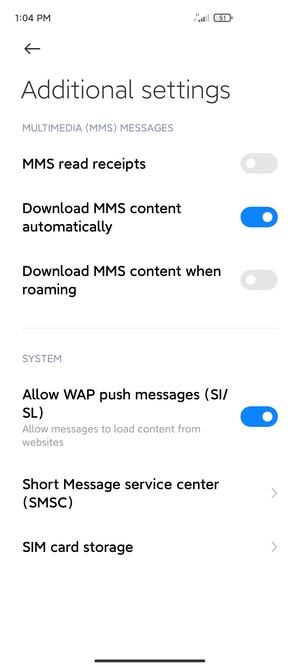 Select Short Message service center (SMSC)