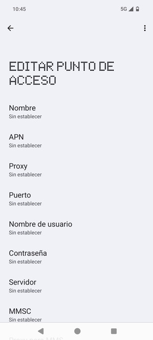 Introduzca la información de Internet