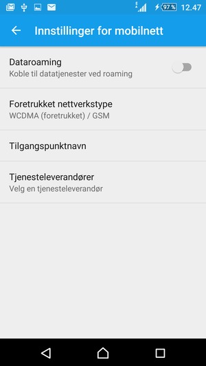 Velg Foretrukket nettverkstype