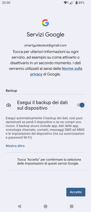 Seleziona Accetto