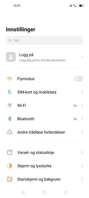 Velg SIM-kort og mobildata
