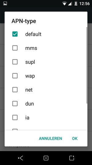 Vink het selectievakje default aan en selecteer OK